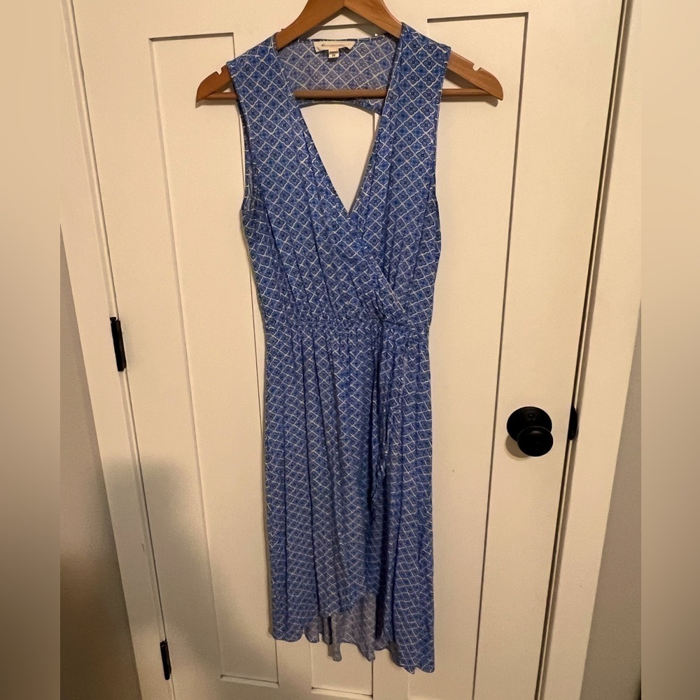 Vince Camuto Blue V-neck faux wrap front Midi Dress Size XS beach vacation